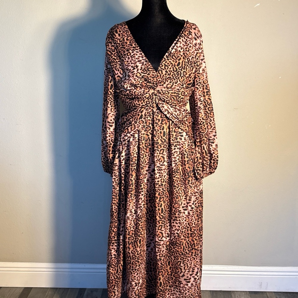 Ranna Gill Brown Animal Print Midi Dress - Picture 2 of 8